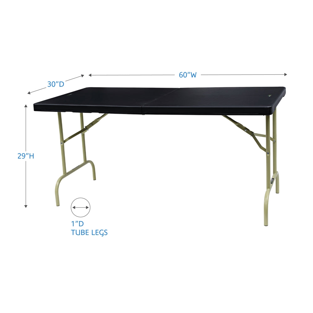 IndestrucTable® Classic ECO™ Bi-Fold Folding Table, Black, 30" x 60"