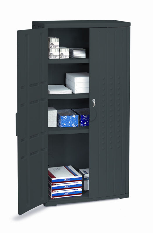 Rough n Ready Plastic Resin Storage Cabinet- Black (33'' W X 18'' D X 66''  H)