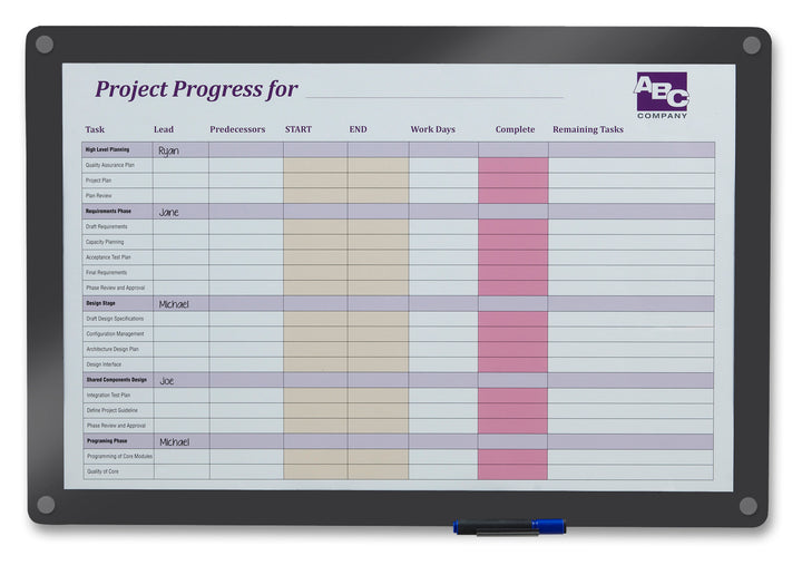 Clarity™  Glass Insert-able Dry Erase Board, 4 sizes