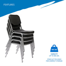 Rough n Ready® Stack Chair, 4 Pack, 3 Colors with Silver Frame