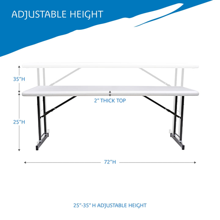 IndestrucTable® Classic Adjustable Height Folding Table, 30"x 72", 2 Colors