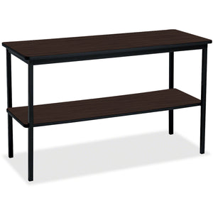 OfficeWorks™  Wood Laminate Double Shelf Utility Table, 18" x 48", Walnut